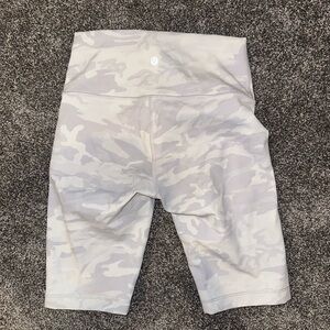 lululemon white camo biker shorts 8 inch